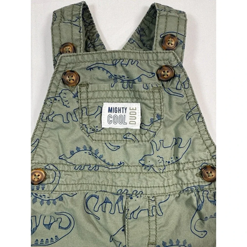 JUST ONE YOU Made‎ By Carters Newborn Dinosaur Print Short Overalls Size NB